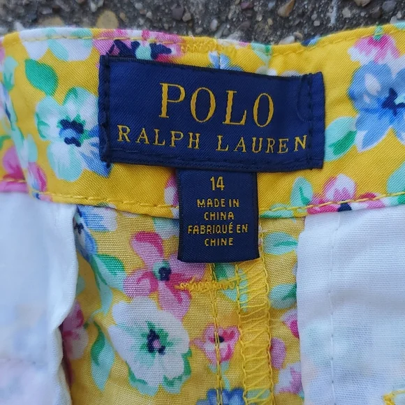 Polo Ralph Lauren Spring Yellow Flower Shorts Girls 14 - Picture 3 of 6